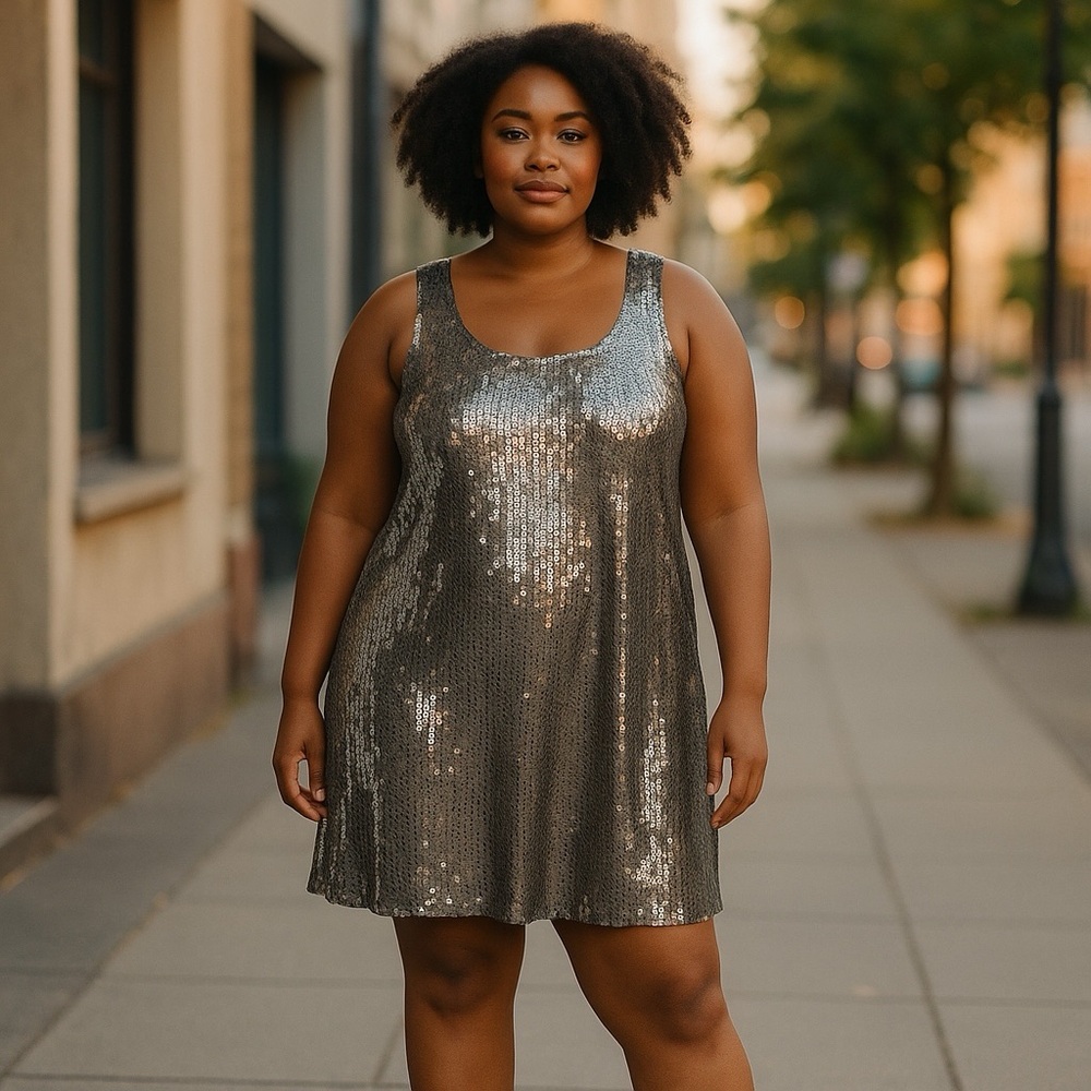Say What? Silver Sleeveless Scoop Neck Mini Dress
